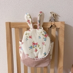 ピンクベージュ花柄うさみみリュック
