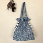 Nanala＊巾着バッグ　ブルーの小花柄💠巾着トート