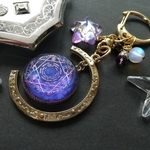 月夜の魔法陣鉱石とお星さまのキーホルダー☆ファンタジー