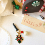 クリスマス＊ポインセチアのイヤホンジャックピアス