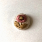 ellipseの花 刺繍 ブローチ    アンティークピンク