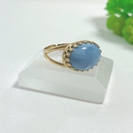 ☆Oval crown ring・ブルーオパール・10月誕生石
