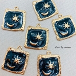 4pcs・スクエアアンニュイチャーム（black×gold）c-383