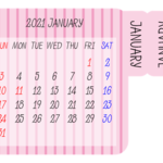 カレンダーステッカーピンク2021年