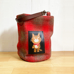 トラ猫ウールのバケツトートバッグ【Red】