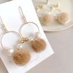 *winter fur ブラウンモカベージュ ファーフープ ピアス イヤリング