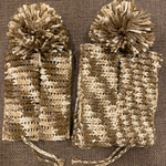 ☆新作☆スヌードにもなるポンポンニット帽　ミックスブラウン