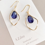 *Navy blue ネイビーブルーツイストリングinドロップ ピアス イヤリング
