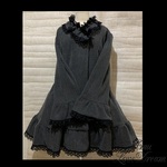 1点物*フリル コート ワンピース★フリース/ダークグレー×黒レース(即納品)