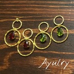 ビジュー＊スワロフスキー＊ゴージャス＊リングピアス＊ゴールド＆レッド・グリーン