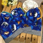 ⭐️只今専用ページ⭐️【再2】ブルーアニマル25×16❤️男の子可愛いヒッコリーコップ袋、お箸ケース袋、ランチョンマット入れ⭐️男の子人気