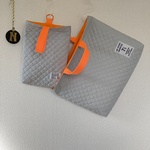 専用☆キルティンググレー×蛍光オレンジ　レッスンバッグ　上履き入れ