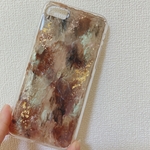 【一点物】手描きニュアンス ヴィンテージストーン 天然石風 iPhoneSE2 iPhone7、8専用ケース 