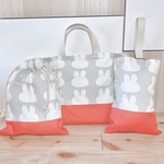 ☆hane様☆ピンク×うさぎの入園・入学グッズ レッスンバッグ 体操服袋 シューズケース シューズ袋