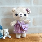 ぬいぐるみの洋服(紫花柄)　うさぎ・くま用