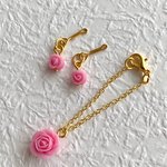 リカちゃん薔薇ピアスネックレスセット（ピンク）