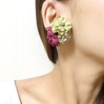 new///お花ピアス•イヤリング パープル系