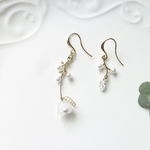 ✿*:お花とパールの清楚なピアス(イヤリング)