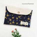 通帳ケース*navy blue×yellow flower