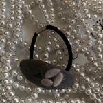 ミナペルホネン*オハヨーohayo楕円刺繍ヘアゴム*グレー