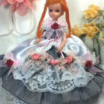 リカちゃん☆白黒チェック☆豪華ドレス