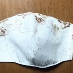 大人用マスク(白✖️薄茶花レース)