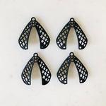 Matte Black Feather Shaped Pendant Tops