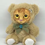 くまの着ぐるみ猫ちゃん　羊毛フェルト　ぬいぐるみ　テディベア　茶トラ猫　ちゃとら　マイペースな子