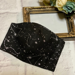 新作♡洗えるマスク インナーマスク 立体 黒　ブラック　星座柄　ヨゾラマスク　オーダーメイド　秋冬用 マスク 接触冷感 小池百合子  小池都知事風  おしゃれマスク