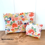 花文様　からし色★御朱印帳ケース&コインケースセット★御朱印帳入れ★1冊用