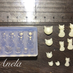 再販、お座り猫+ネコ顔のレジン用モールド