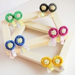 お花刺繍＆リボンピアス