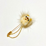 セール品 ミンクファーと羊毛フェルトのハリネズミ    ピンブローチ