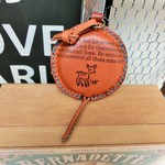 茶色ヌメ革のメジャー１．５ｍ＊バンビちゃん＊ダブルステッチ