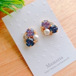 すみれのビジューピアスorイヤリング☆スワロフスキー
