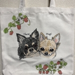 ミさん専用　布描きペンで描くうちの子トートバッグ　チョコちゃんむぎちゃん