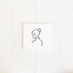 【ファブリックパネル】韓国　刺繍　女の子　線画　クロスステッチ