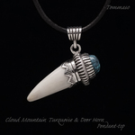 ディアホーン & クラウドマウンテンターコイズ  シルバーペンダントトップ Cloud Mountain Turquoise & Deer Horn