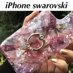 スワロフスキー付iPhone 12/12promax/12pro/12mini/11/11pro/11proMaxケース　フラワー　花　ローズ　薔薇　バラ　スタンド　リング