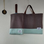 ♪再販☆デニム渋茶/アザーブルー×こげ茶　レッスンバッグ　上履き入れ