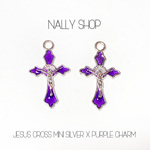 【4個】Jesus Cross Mini Charm (Silver×Purple)