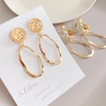 gold*オーバルウェーブメタルリング ピアス イヤリング