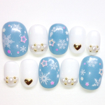 RUNA♪ベリショパステルブルー雪の結晶ネイルチップ