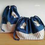 単品購入OK☆巾着袋＆お弁当袋セット〈ライオン〉