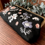 ✥お花のがま口18cm✥ 　ブラック