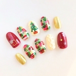 クリスマス メリークリスマス 🌟 ( ネイルチップ かわいい 可愛い ツイード ツイードチェック 冬 つけ爪 ネイルチップ オーバルラウンド カジュアルラウンド )