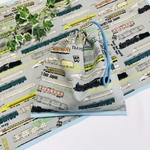 在庫限り】超便利 歴代の列車柄グレー色 40×60 ランチョンマット＆巾着袋 給食セット 英字柄 男の子 電車柄　ボタンループ付き ランドセルフック