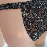最後の1枚‼️ 深ばき、M、ライナー無し，                  秋 冬 綿ローン使用【ボタニカル ガーデン  ①茶】ふんどしパンツ  リンパよけショーツ 下着 普段ばき mameパンティ