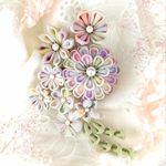 正絹ちりめん髪飾り　正絹ちりめんブローチ　着物髪飾り　つまみ細工髪飾り　つまみ細工