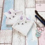 刺繍ガーゼ*ライラックパープル*はんかちうさぎさん(1枚)６重ガーゼハンカチ 